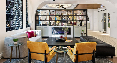 Sophisticated communal space with diverse seating arrangements and contemporary design at Century Tower Apartments Chicago