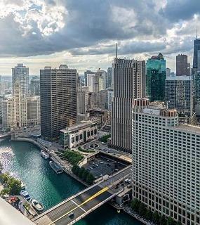 Stunning cityscape with river views from Coast at Lakeshore East apartments in Chicago
