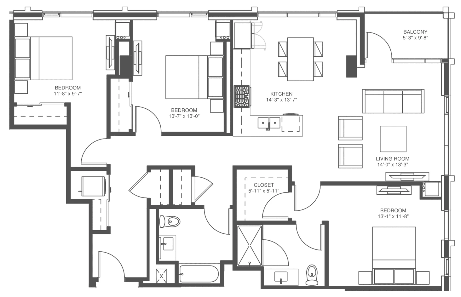 Unit 1620N floor plan