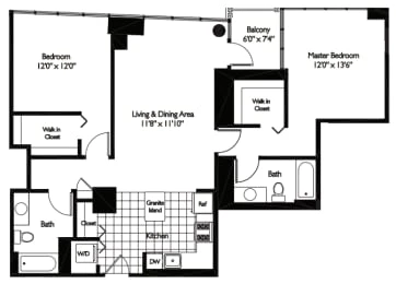 Unit T-1211 floor plan