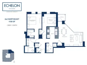 Unit 2x2 Northeast floor plan