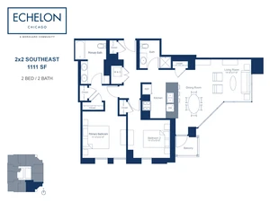 Unit 2x2 Southeast floor plan