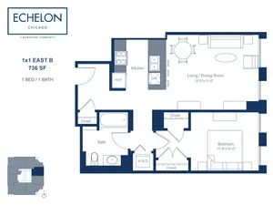 Unit 1x1 East B floor plan