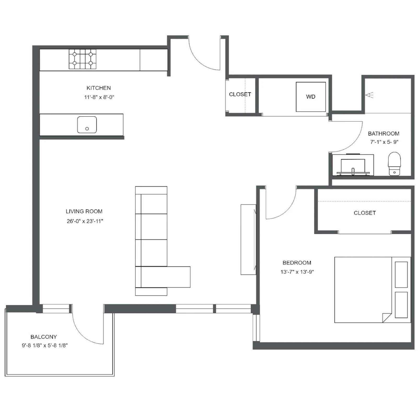 Unit C-809 floor plan