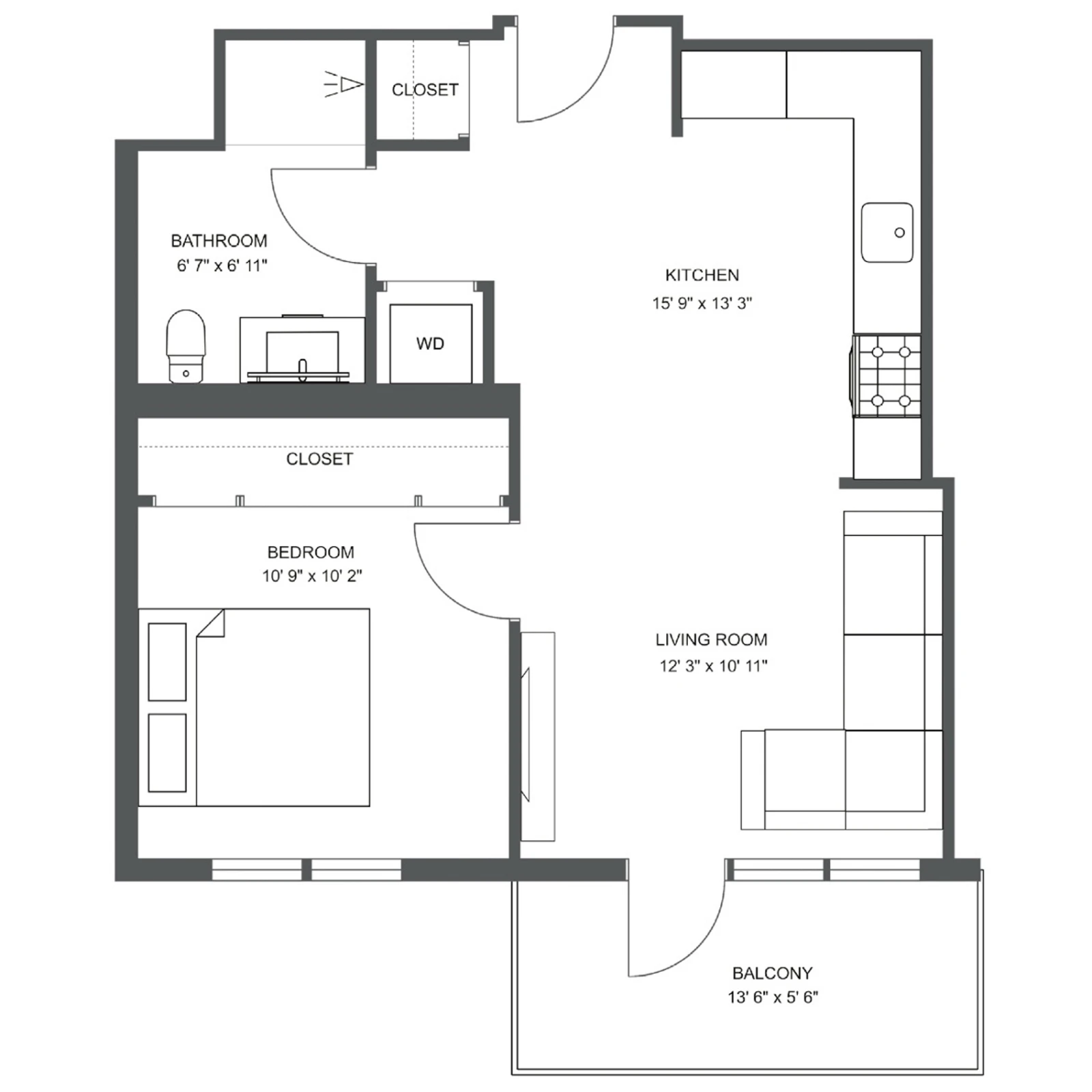 Unit C-614 floor plan