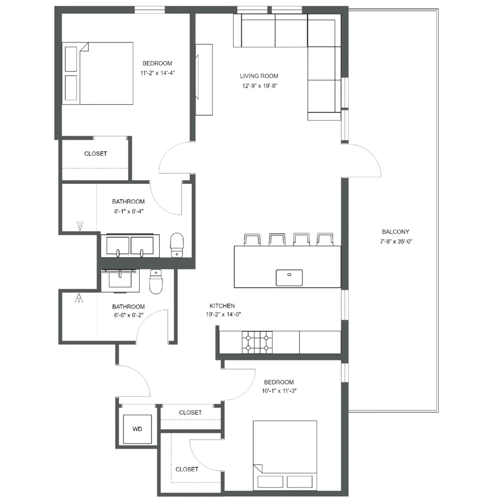 Unit H-705 floor plan