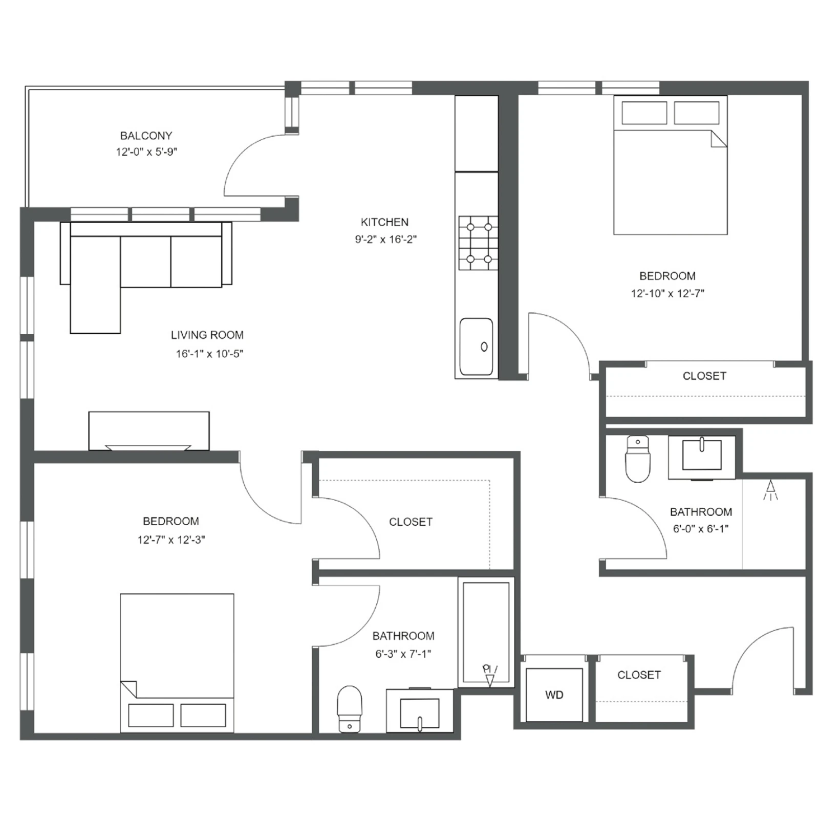 Unit H-911 floor plan