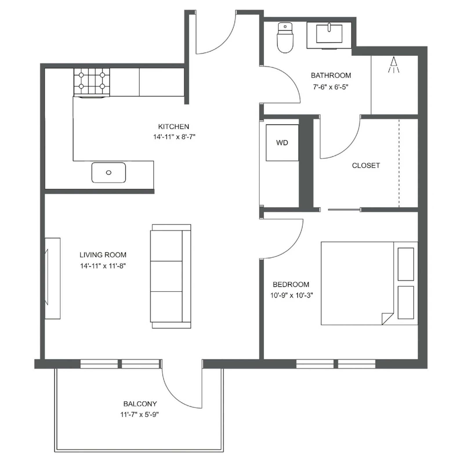 Unit C-613 floor plan