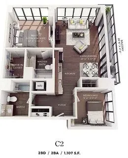 Unit A-906 floor plan