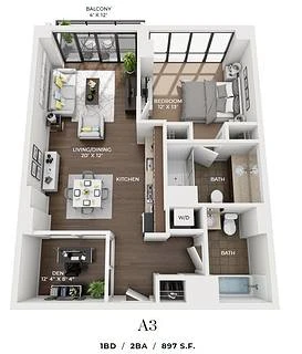 Unit A-802 floor plan