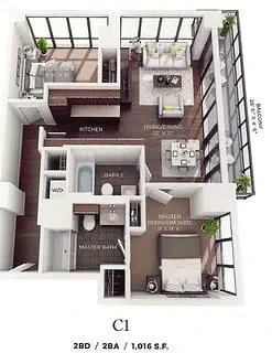 Unit A-1503 floor plan