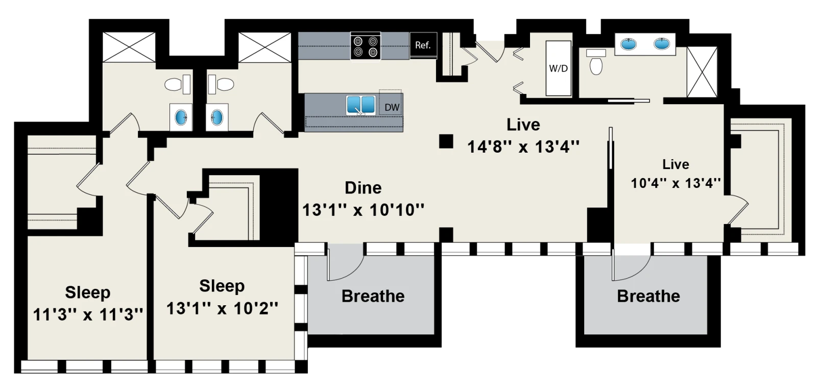 Unit 1-1404 floor plan