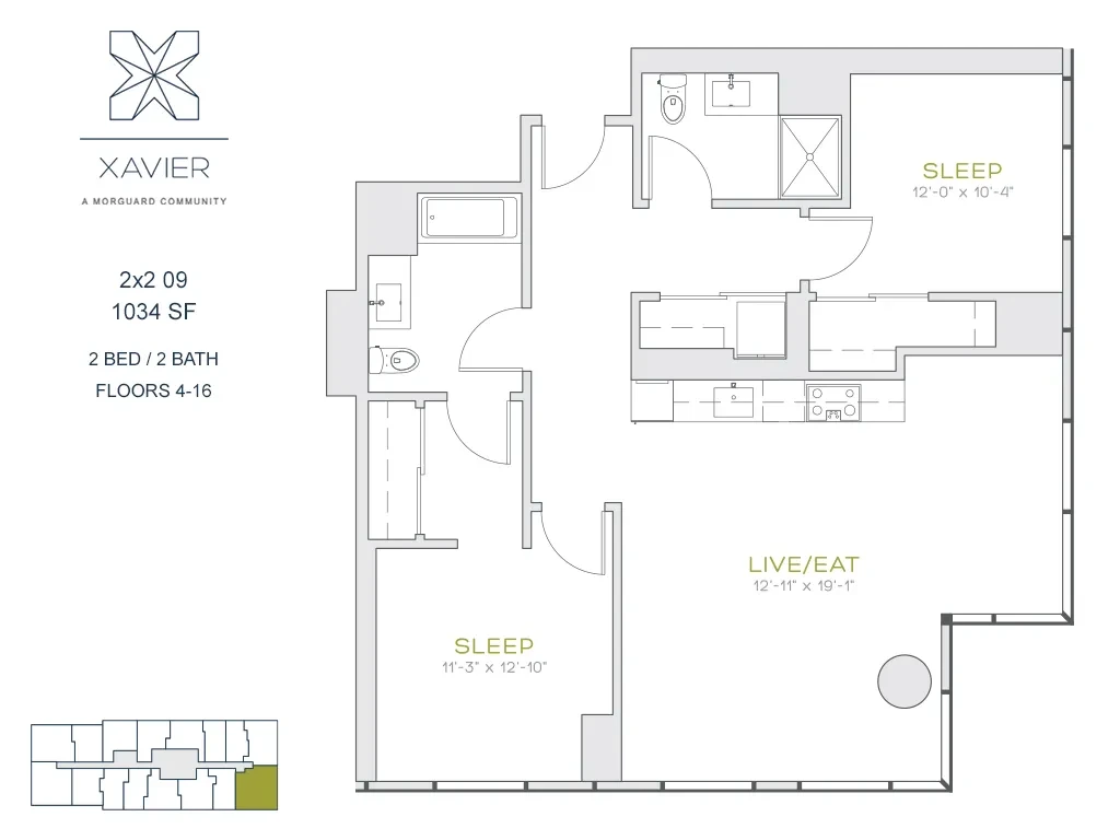 Unit 2x2 09 floor plan