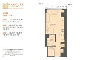 Unit Studio x 21 floor plan