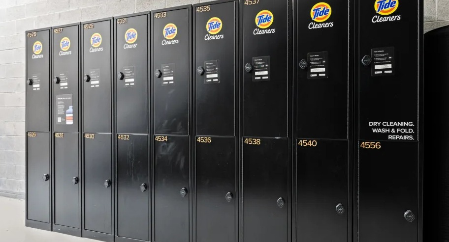 On-site Tide Cleaners lockers for dry cleaning, wash and fold, and repair services at Shoreham and Tides apartments in Chicago