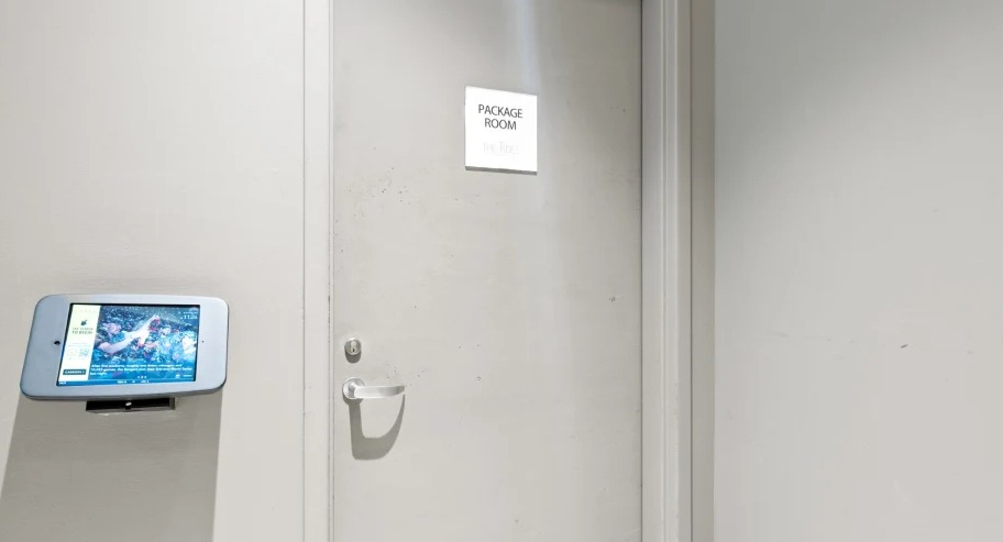 Secure package room with Luxer One access system at Shoreham and Tides apartments in Chicago